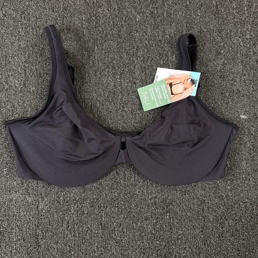 Bali Women Black Full Coverage Lightly Lined Underwire Comfort Strap Bra 38C LY